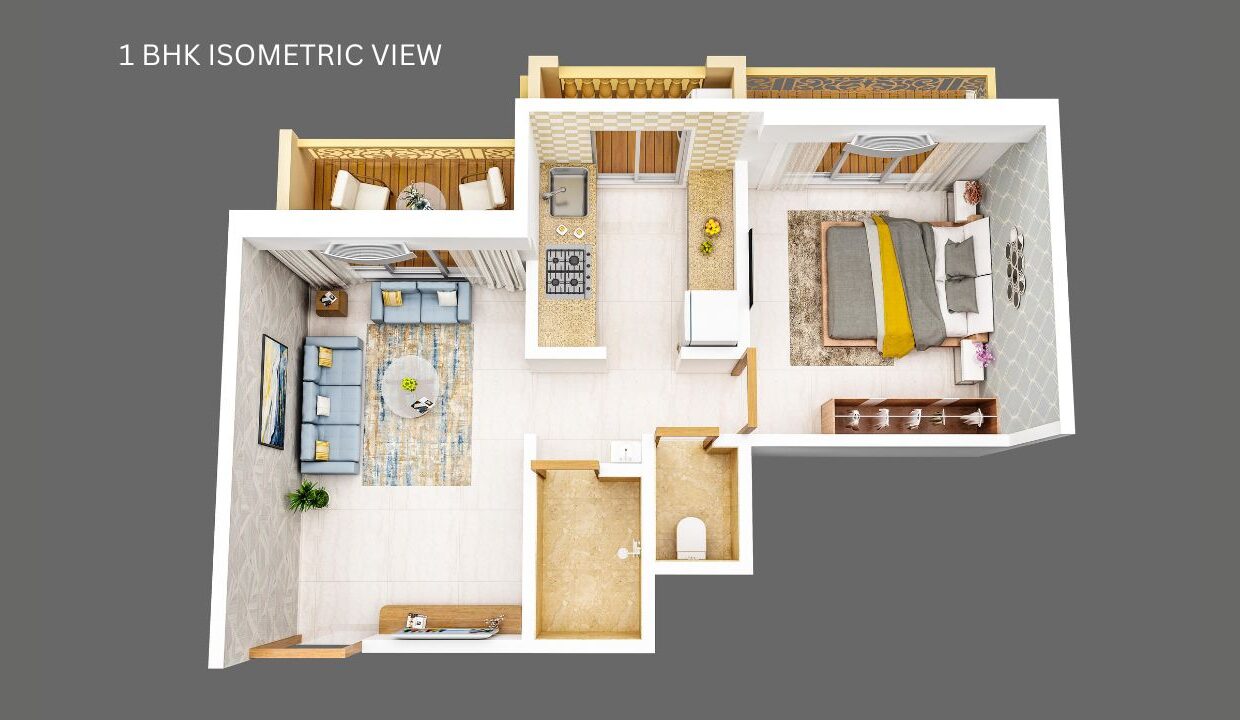 1 BHK ISOMETRIC VIEW