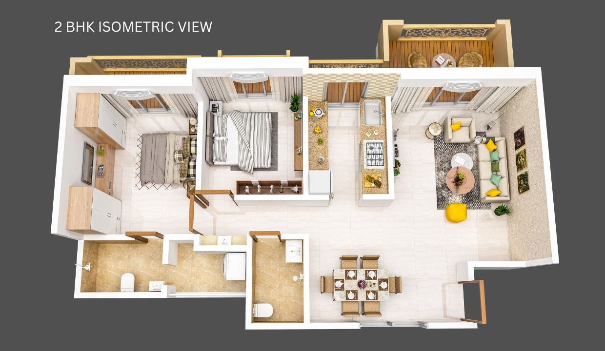 2 BHK ISOMETRIC VIEW